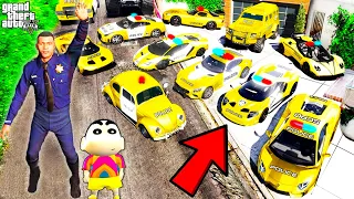 Franklin Collecting LUXURY GOLD POLICE CARS in GTA 5 | SHINCHAN and CHOP