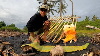 Survival Challenge - Building a WATER PROOF SHELTER - No Food, No Water, No Shelter