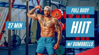 INTENSE FULL BODY HIIT w/ DUMBBELLS |  To burn fat & build an athletic shape