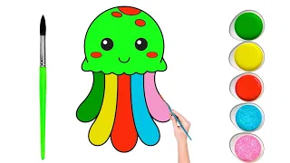Jellyfish Drawing step by step for Kids | How To Draw Easy Jellyfish Coloring and painting
