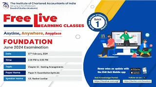 Foundation Paper 3: QA | Topic: Chapter 11 : Seating Arrangements | Session 2 | 07 Feb, 2024