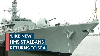Type 23 HMS St Albans makes long-awaited return to sea after major refit