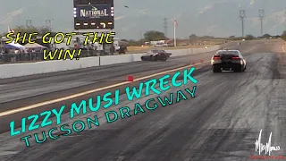 Lizzy Musi Crash Vs Ryan Martin @ Street Outlaws NPK Tucson 2022 Tucson Dragway! She is ok!