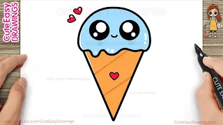 How to Draw a Cute Ice Cream Easy for Kids and Toddlers