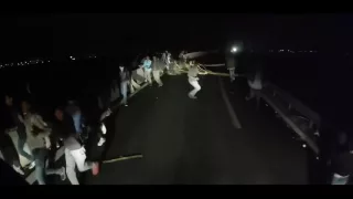 Terrifying moment captured on dashcam as Muslim migrants attempt to stop and rob a truck driver