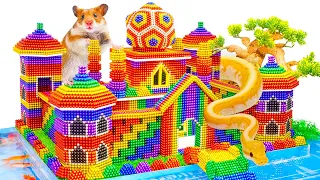 DIY - Build Mega Castle Has Fish Pond For Python Snake And Hamster With Magnetic Balls (Satisfying)