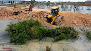 Incredible Updateing Using Technical Skills In Project Move Mud On Land Using Excavator DozerTrucks