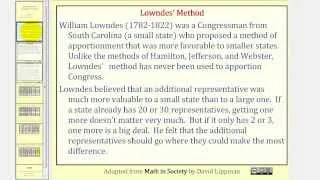 Apportionment:  Lowndes' Method