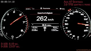 Разгон ауди а7 3.0 tfsi от  0 до Max . Audi A7 Sportback 3 0 TFSI quattro s tronic    0 to VMax