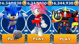 Sonic Dash -  Movie Sonic VS  Lego Amy VS Metal Omega _ Movie Sonic vs All Bosses Zazz Eggman