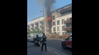 Flats destroyed as 80 people flee flats fire