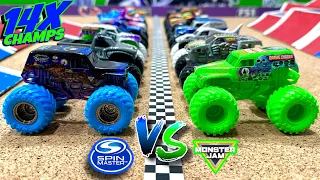 Toy Diecast Monster Truck Racing Tournament | Round #24 | Spin Master MONSTER JAM Series #8 🆚 #22