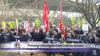 Polizeigroßaufgebot bei Demos in Linz