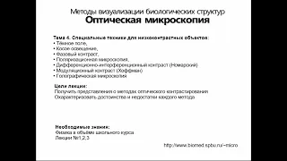 Оптическая Микроскопия. Лекция 4.