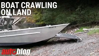 This boat can crawl onto land