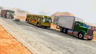 BeamNG Drive - Buses vs Angry BigRig (RoadRage)