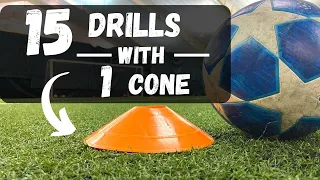 15 Ball Control Drills With 1 Cone | Soccer/Football Tutorial