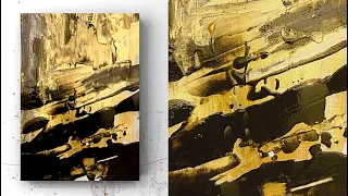 The making of Black and Gold Abstract Acrylic Painting | Easy Abstract Painting| Therapeutic Art #08