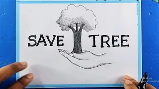 Save Tree | Drawing For School project | Pencil Drawing easy