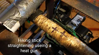 How to straighten a hiking stick useing a heat gun. Steam straightening verses heat gun method.