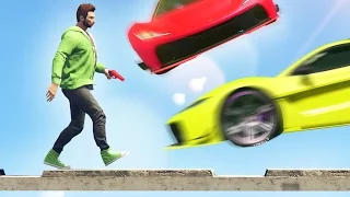 CARS vs. TIGHTROPE RUNNERS! (GTA 5 Funny Moments)