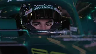 Lance Stroll and the Aston Martin AMR22 in F1 testing