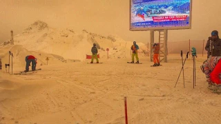 Orange snow in Russia, skiing in orange snow Sochi, Sahara sand snow Easter Europe