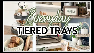 EVERYDAY TIERED TRAY DECOR | FARMHOUSE DECORATE WITH ME 2022