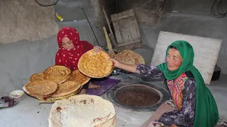 Baking Traditional Bread "Tekey" | With Eggs cover in remote village of Afghanistan