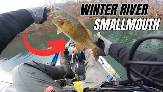 Smallmouth River Kayak Fishing I Winter Jig Techniques in the Ozarks