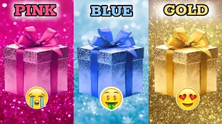 Choose Your Gift! 🎁 Pink, Blue or Gold ||🤩💗🤮 3 Gift Box 🎁| Challenge #wouldyourather #giftchallange