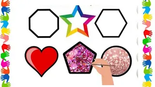 Learn Geometrical Shapes ⭐🩸❤️🟩🔺& Colour Name For kids & Beginners Preschoolers Education video