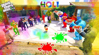 Franklin & Shinchan Celebrate Holi With Avengers & Hulk Family in GTA 5 !