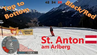 [4K] Skiing St. Anton am Arlberg, Kapall Top to Bottom Black/Red Route Pistes 42 34 29, GoPro HERO11