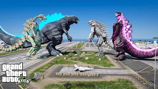 Atomic Skeleton Godzilla, Ultima Godzilla vs Shin Godzilla, Mechagodzilla - God Fight ( GTA V Mods )