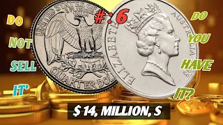 DO NOT SPEND THESE TOP 6 MOST VALUABLE UK WASHINGTON QUARTER DOLLAR COINS &10& 5NEW PENCE ELIZABETH
