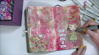 Art Journaling with Digital Stamps + Brayer + Heavy Body Acrylics