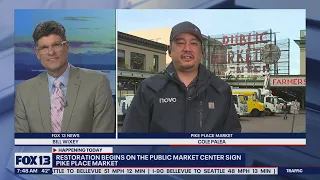 Restoration begins on the Public Market Center sign at Seattle's Pike Place Market | FOX 13 Seattle