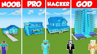 DIAMOND BLOCK HOUSE BUILD CHALLENGE - Minecraft Battle: NOOB vs PRO vs HACKER vs GOD / Animation