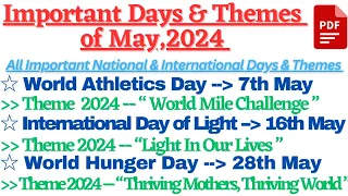 Days and Themes in May 2024 | Important Days with Themes of May | Important Days of 2024 | TOTAN SID