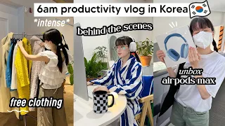 6am Productivity Vlog In Korea: FREE clothing, raw behind the scenes, unbox AirPods Max | Q2HAN