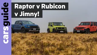 Ford Ranger Raptor vs Jeep Wrangler Rubicon vs Suzuki Jimny 2019 off-road review