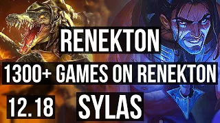 RENEKTON vs SYLAS (TOP) | 6.4M mastery, 8/0/2, 7 solo kills, 1300+ games | KR Master | 12.18