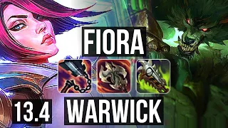 FIORA vs WARWICK (TOP) | 7 solo kills, 600+ games, 1.2M mastery | KR Master | 13.4