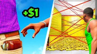 🔴 גנבתי $1 עד $1,000,000 ב GTA V! (הופך מהומלס לאיש הכי עשיר בלוס סאנטוס?!)