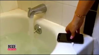 Never use a cell phone in the bathroom