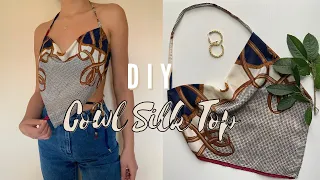 DIY Cowl Neck Silk Top/ Thriftflip W/ Silk Scarf