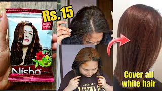 Rs.15 NISHA Hair Color Demo + Review | Nisha natural brown hair color review #haircolor