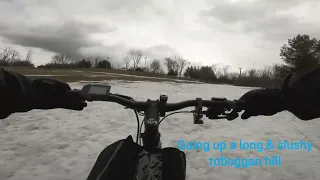 Bafang BBSHD 1000W mid-drive going up a slippery toboggan hill