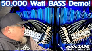 50,000 Watt BASS Demo Breaks Windshield & Rains Glue! 12 15" Subwoofers Steel Caged Bandpass Wall